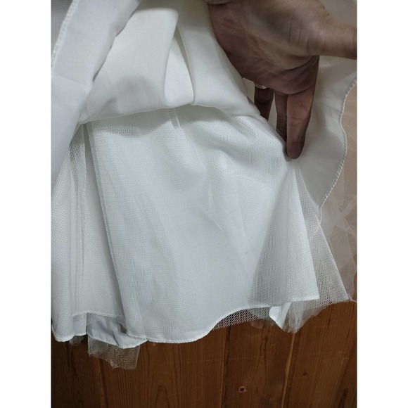 David's Bridal child size 4 formal dress beige & white flower girl jr bridesmaid - Picture 9 of 16